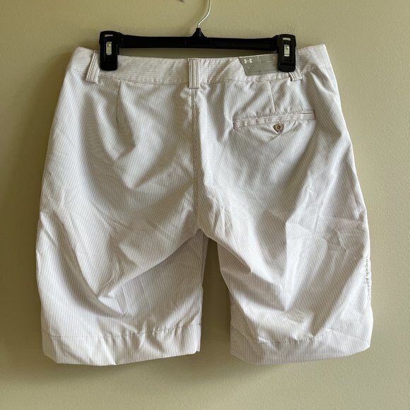 NEW Under Armour Women’s Shotgun Golf Shorts‎ White Tan Striped Size 6 Athletic - Picture 3 of 9